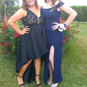 Windsor Black and Nude High Low Short/Long Lace Prom Dress size Large